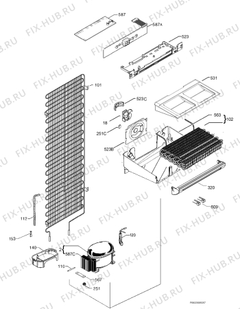 Взрыв-схема холодильника Kuppersbusch ITE239-0 - Схема узла Cooling system 017